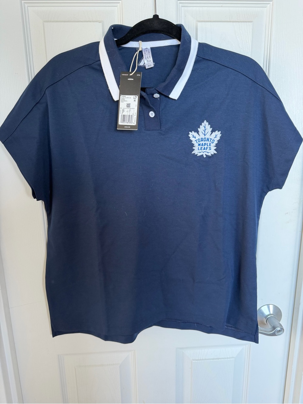 NWT Adidas Navy Polo with White Trim and Toronto Maple Leafs Crest